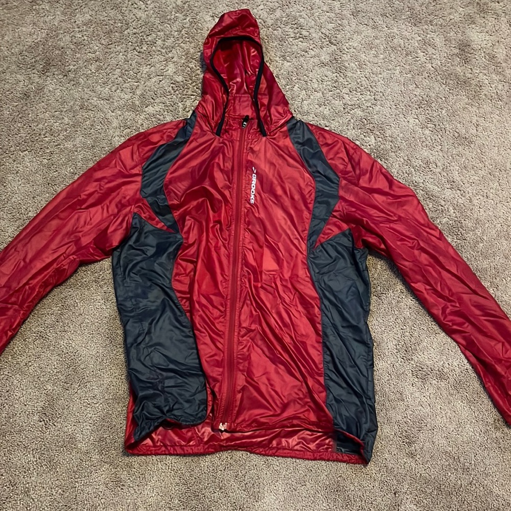 Brooks red sports jacket womens LARGE